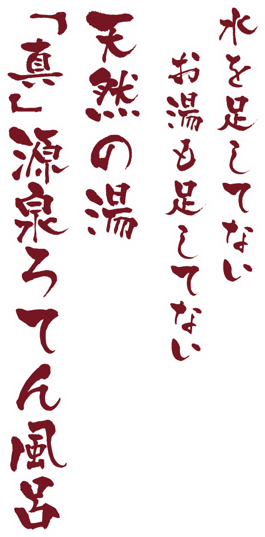 水を足してないお湯も足してない 「真」源泉ろてん風呂 天然の湯