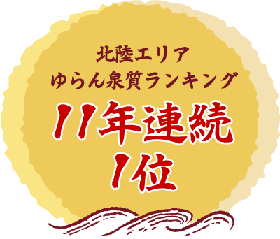 北陸エリアゆらん泉質ランキング 11年連続1位